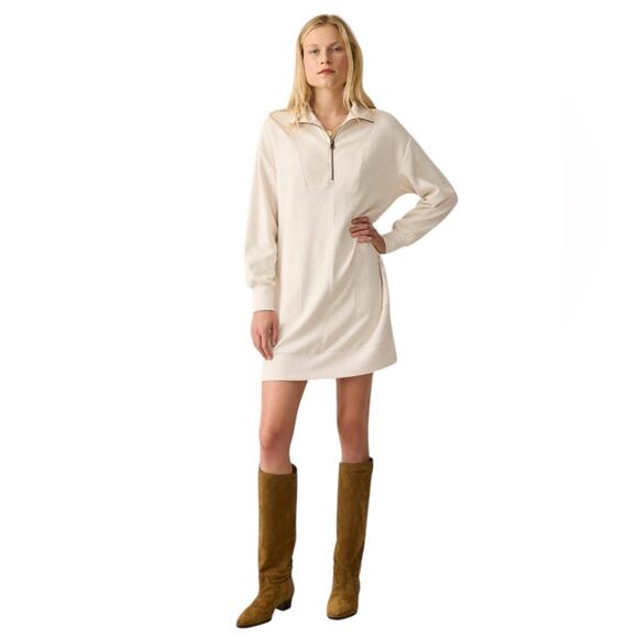 NWOT Faherty Legent Quarter Zip Long Sleeve Off White Minidress – Small - Picture 1 of 9